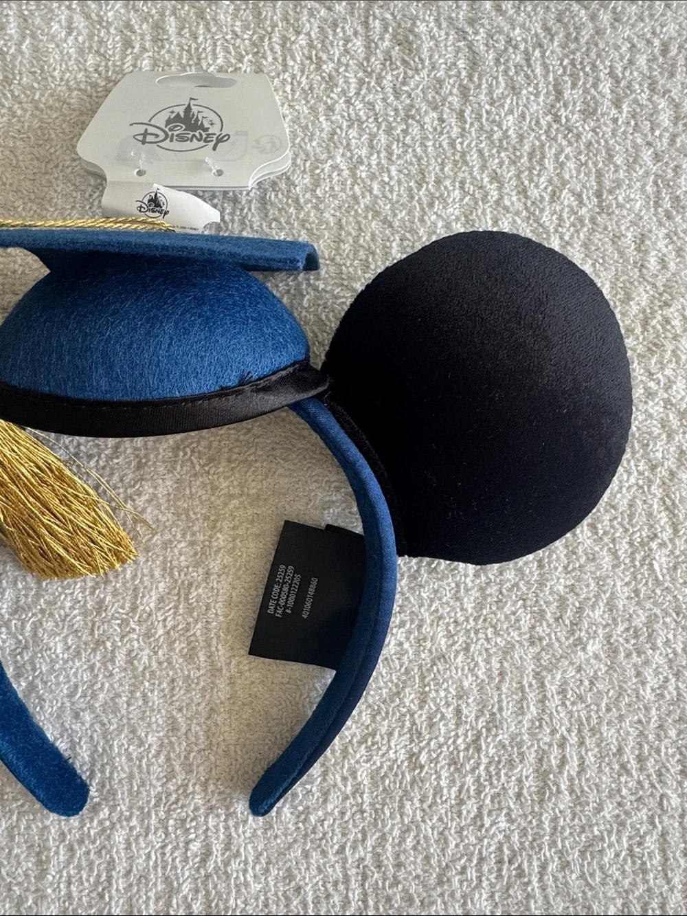 Disney Blue Graduation Class of 2026 Mickey Ear Headband with Gold Tassel